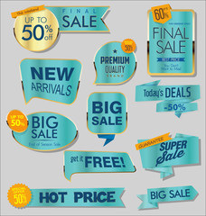 Fototapeta na wymiar Golden sale banners and special offer tags collection 