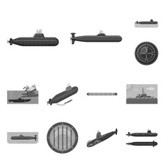 Vector design of army and deep   symbol. Collection of army and nuclear vector icon for stock.