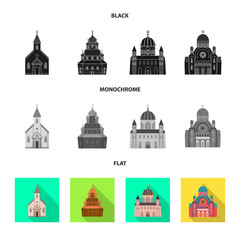 Fototapeta premium Isolated object of cult and temple symbol. Set of cult and parish vector icon for stock.