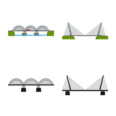 Vector illustration of connection and design symbol. Set of connection and side stock vector illustration.