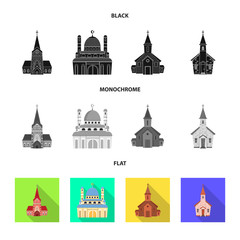 Obraz premium Vector illustration of cult and temple symbol. Set of cult and parish stock vector illustration.