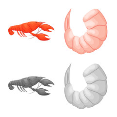 Vector design of appetizer and ocean icon. Set of appetizer and delicacy stock symbol for web.
