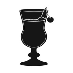 Vector design of glass and chocolate sign. Set of glass and cherry stock symbol for web.