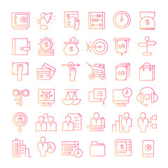 Fototapeta premium business and finance icons red line design