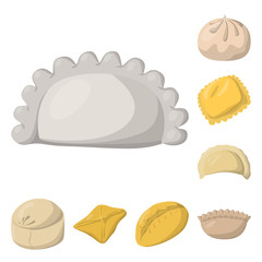 Isolated object of dumplings and food  sign. Collection of dumplings and stuffed vector icon for stock.