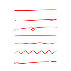 red hand drawn underlines and marker elements