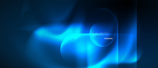 Blue neon round shapes techno background