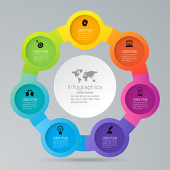 Infographics design vector and business icons with 7 options.