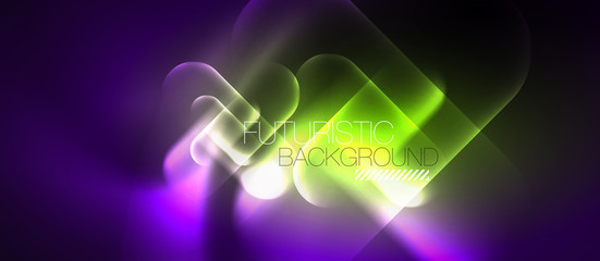 Neon glowing techno lines, hi-tech futuristic abstract background template
