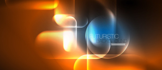 Blue neon round shapes techno background