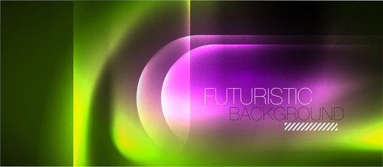 Neon glowing techno lines, blue hi-tech futuristic abstract background template