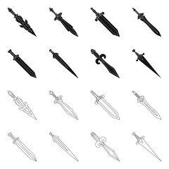 Vector illustration of game  and armor  sign. Collection of game  and blade  stock vector illustration.