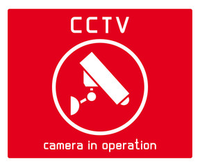 CCTV security camera red sign