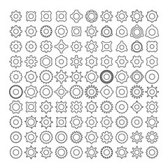 gear and cog icons set, line design