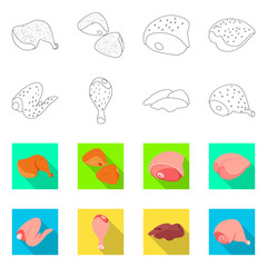 Vector illustration of product and poultry logo. Collection of product and agriculture    vector icon for stock.