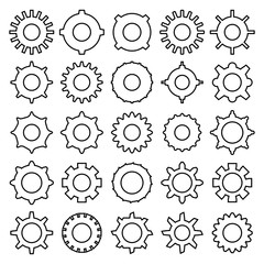 gear and cog icons set, line design