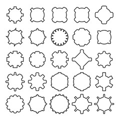 gear and cog icons set, line design