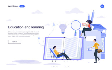Fototapeta na wymiar WeEducation concept. Online training, e-learning, training and courses.flat design concept of education for website,banner,background.Vector illustration.b