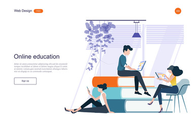 WeEducation concept. Online training, e-learning, training and courses.flat design concept of education for website,banner,background.Vector illustration.b