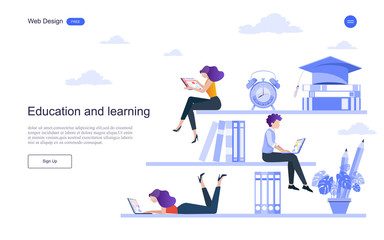 WeEducation concept. Online training, e-learning, training and courses.flat design concept of education for website,banner,background.Vector illustration.b