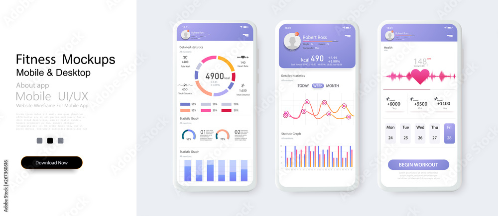 Aufkleber modern mobile infographic vector template with statistics graphs and finance charts. great design fo