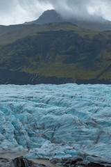 Obraz na płótnie Canvas Thaw Svinafelssjokull glacier and lagoon in Iceland shows global warming effect.