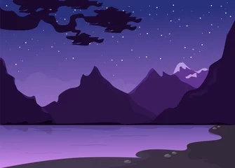 Photo sur Plexiglas Tailler Paysage du matin ou du soir avec rivière et montagne