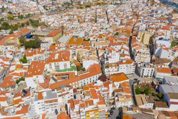 Fototapeta na wymiar Aerial view of Of Lagos Residential Neighborhood. Top View Of Lagos city, Algarve, Portugal