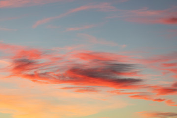Beautiful vivid color sunset clouds after sunset