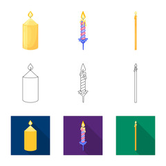 Isolated object of relaxation and flame logo. Set of relaxation and wax stock symbol for web.