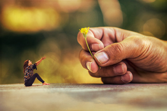  HAND WITH YELLOW FLOWER
