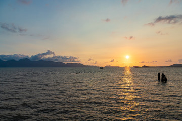 Sunset near Koh Chang island, Gulf of Thailand. Photo from ferry,