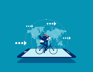 Fototapeta na wymiar Business ride bicycle . Concept business vector illustration, Direction, Speed, Technology