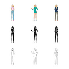 Vector design of posture and mood icon. Set of posture and female stock vector illustration.
