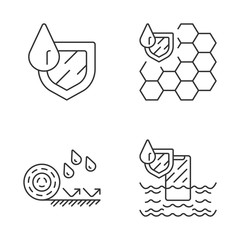 Waterproofing linear icons set