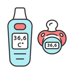 Digital pacifier thermometer color icon