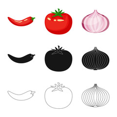 Vector illustration of taste and product symbol. Set of taste and cooking vector icon for stock.