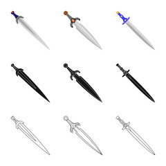 Vector design of game  and armor  sign. Collection of game  and blade  stock vector illustration.
