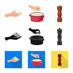 Isolated object of cooking and sea sign. Collection of cooking and baking   stock symbol for web.