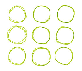 Doodle sketched circles. Hand drawn scribble rings