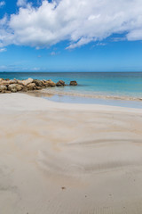 A sandy beach on the Caribbean island of Antigua
