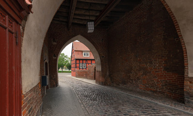 Stralsund. Historic architecture of the Port city located on the island of Rugen in Germany
