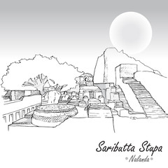 saributta stupa vector background