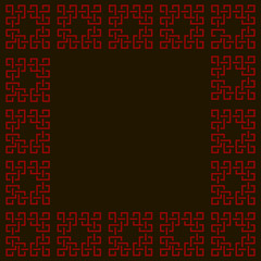 Fototapeta premium Celtic frame is rectangular vertical. Frame in ethnic style. Оrnament in the style of embroidery.Isolated red vector image on a black background Vector illustration