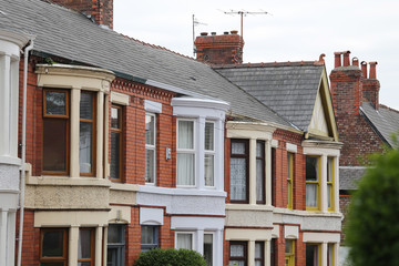 Tipiche case inglesi in un quartiere residenziale di Liverpool
