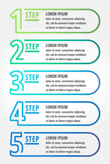 Modern vector illustration. Infographic template with five elements, circles and text. Step by step. Designed for business, presentations, web design, diagrams with 5 steps