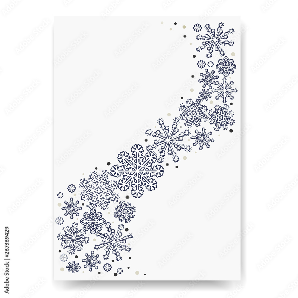 Poster abstract blurred gradient mesh background with white snowflakes with shadow