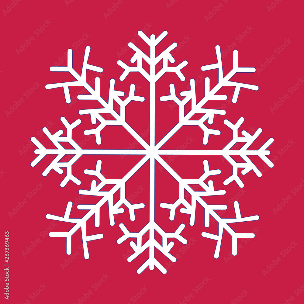 Poster snowflake isolated icon and sign design on red background