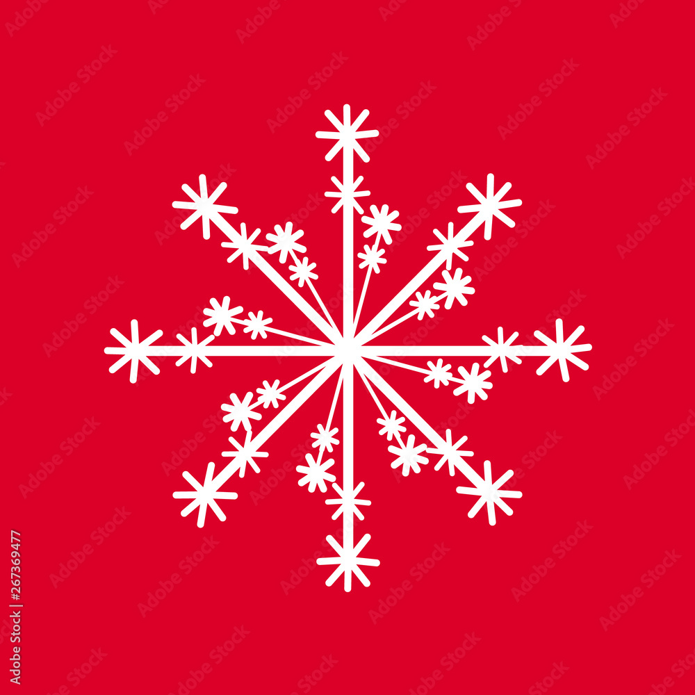 Poster snowflake isolated icon and sign design on red background