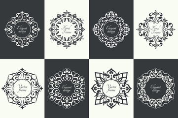 Set of circular baroque patterns